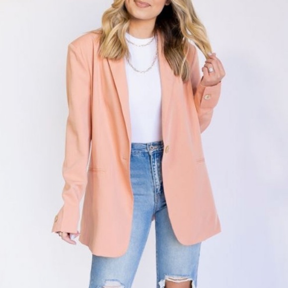 NWOT! Lulu’s Oversized Coral Lined Blazer - Picture 1 of 6